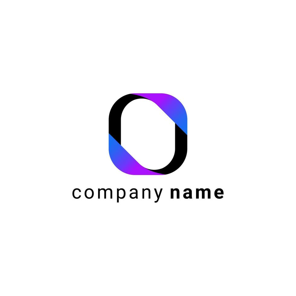 Letter O logo design. Blue and purple gradient on the top and bottom corners vector