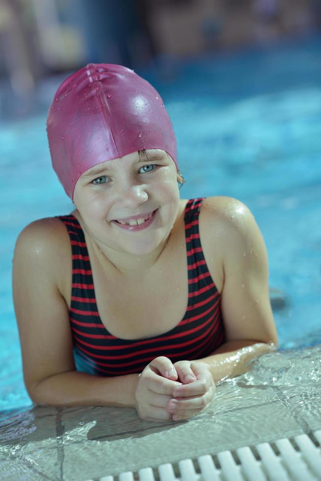 happy child on swimming pool photo