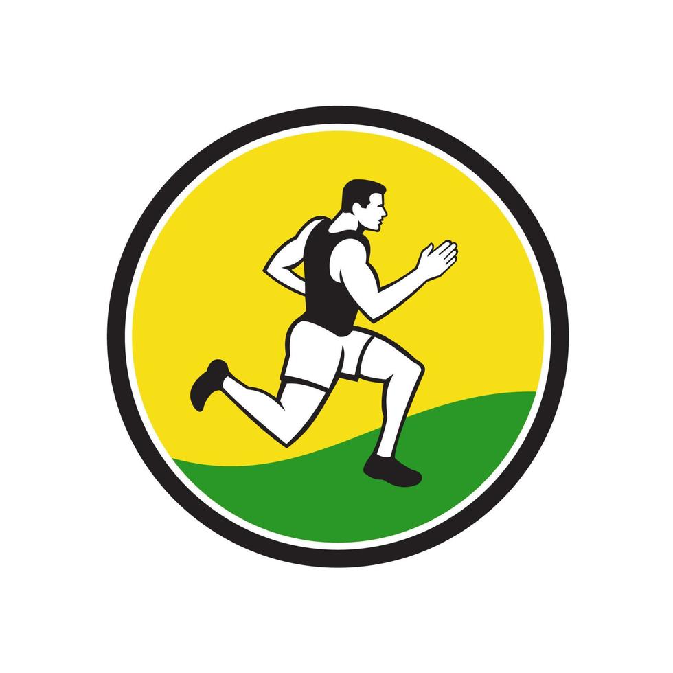 Marathon Runner Circle Retro vector