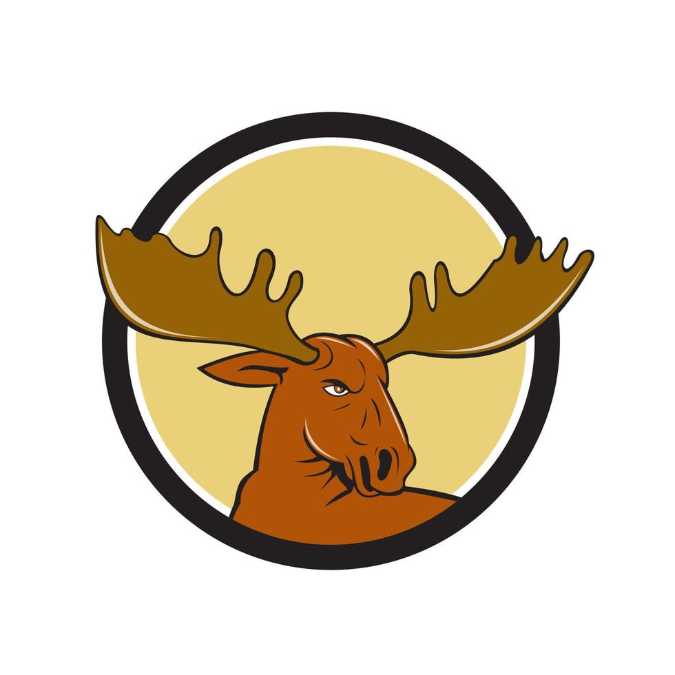 Moose Head Circle Cartoon vector