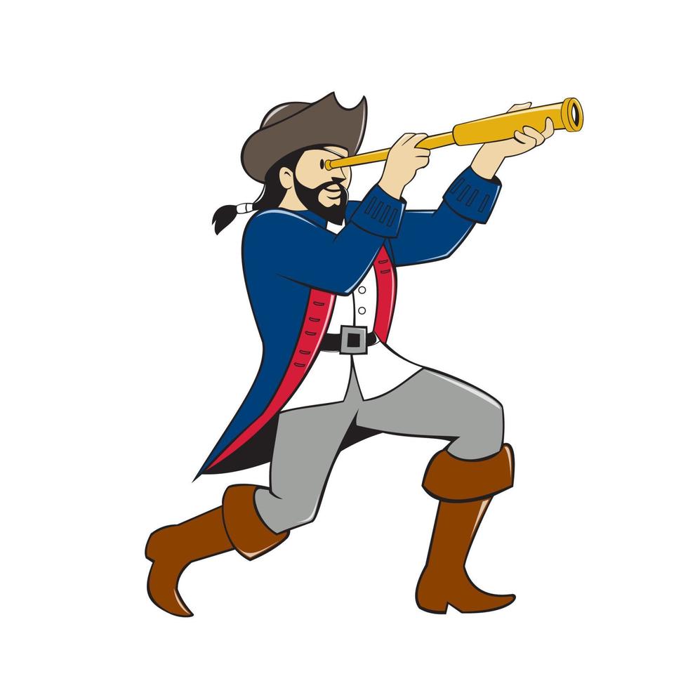 Pirate Looking Spyglass Isolated Cartoon vector