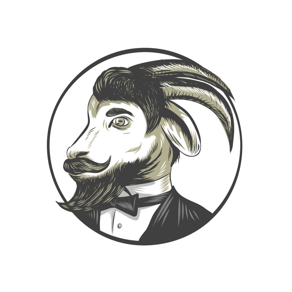 Goat Beard Tie Tuxedo Circle Drawing vector