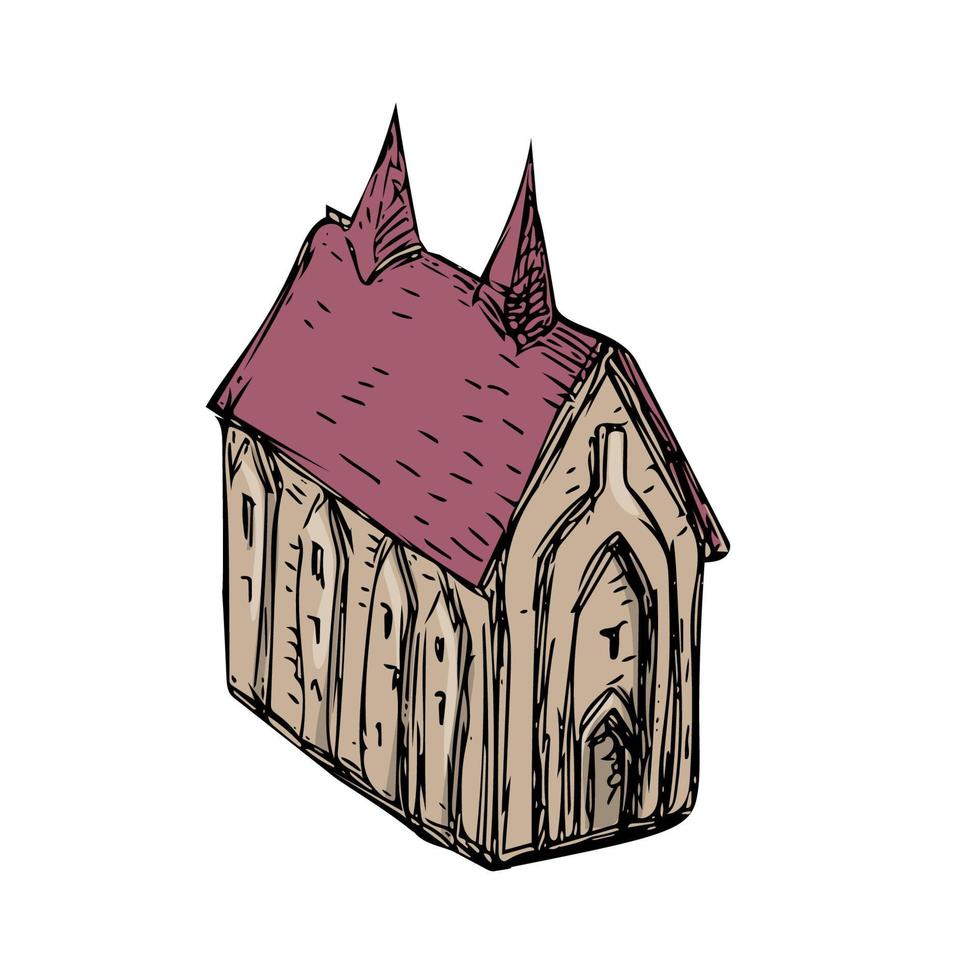 dibujo iglesia medieval vector