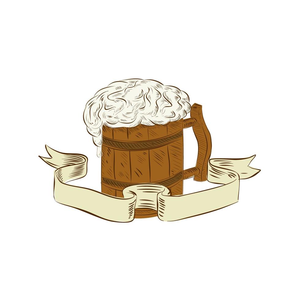 dibujo de espuma de jarra de cerveza medieval vector