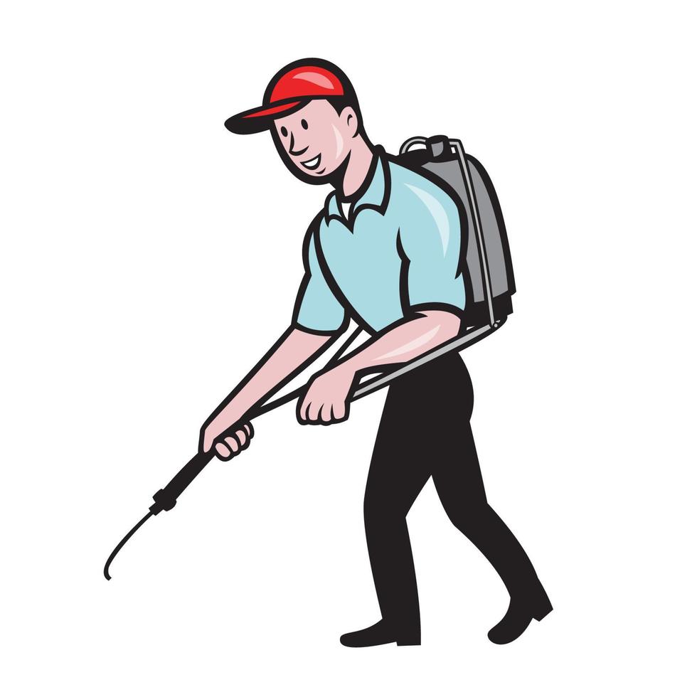 Pest Control Exterminator Spraying Cartoon vector