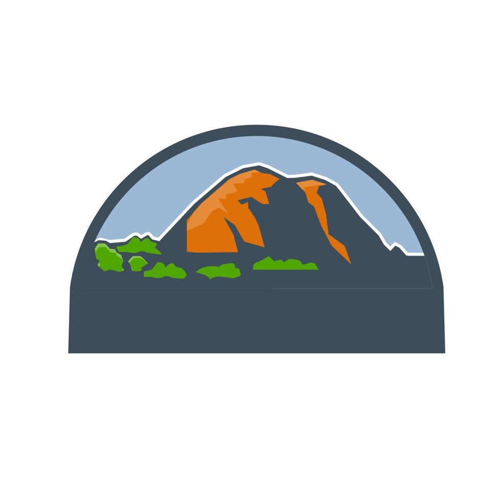 Mountains Trees Half Circle Retro vector