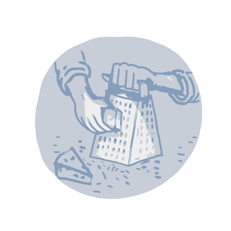 Handheld Cheese Grater Grating Circle Watercolor vector