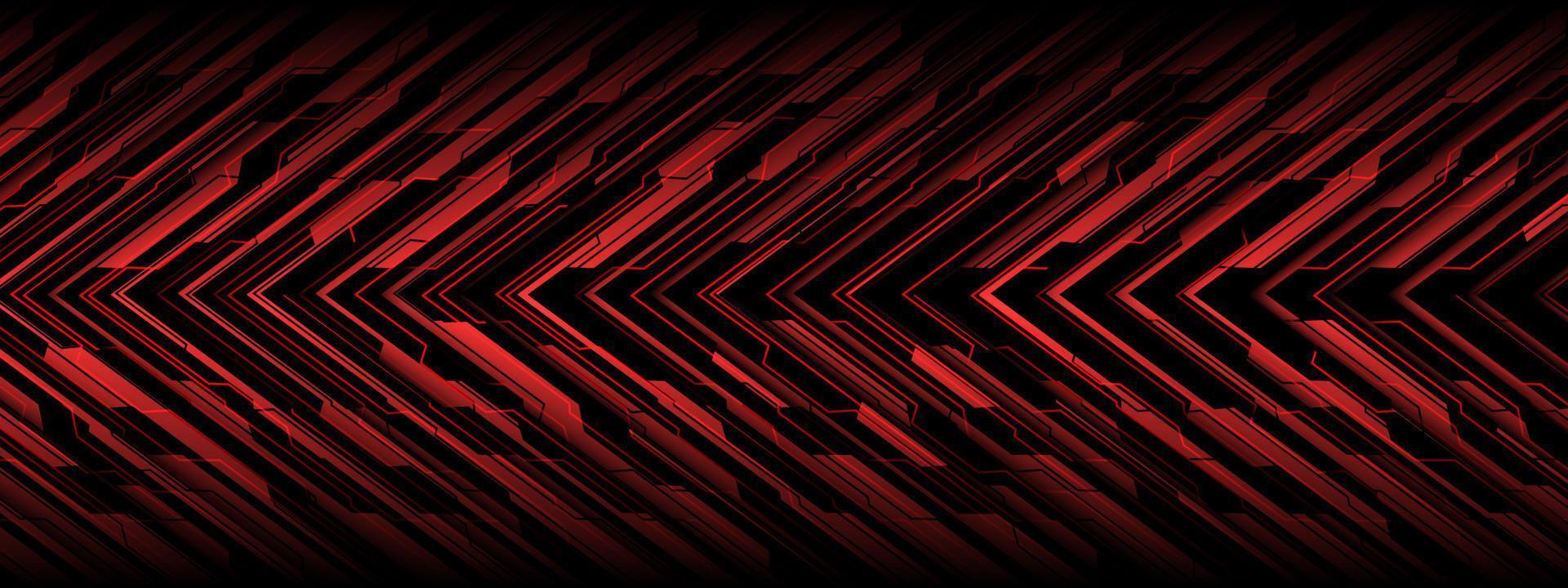 Abstract red circuit cyber black arrow direction geometric technology design futuristic background vector