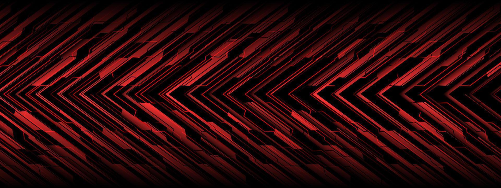 Abstract red circuit cyber black arrow direction geometric technology design futuristic background vector