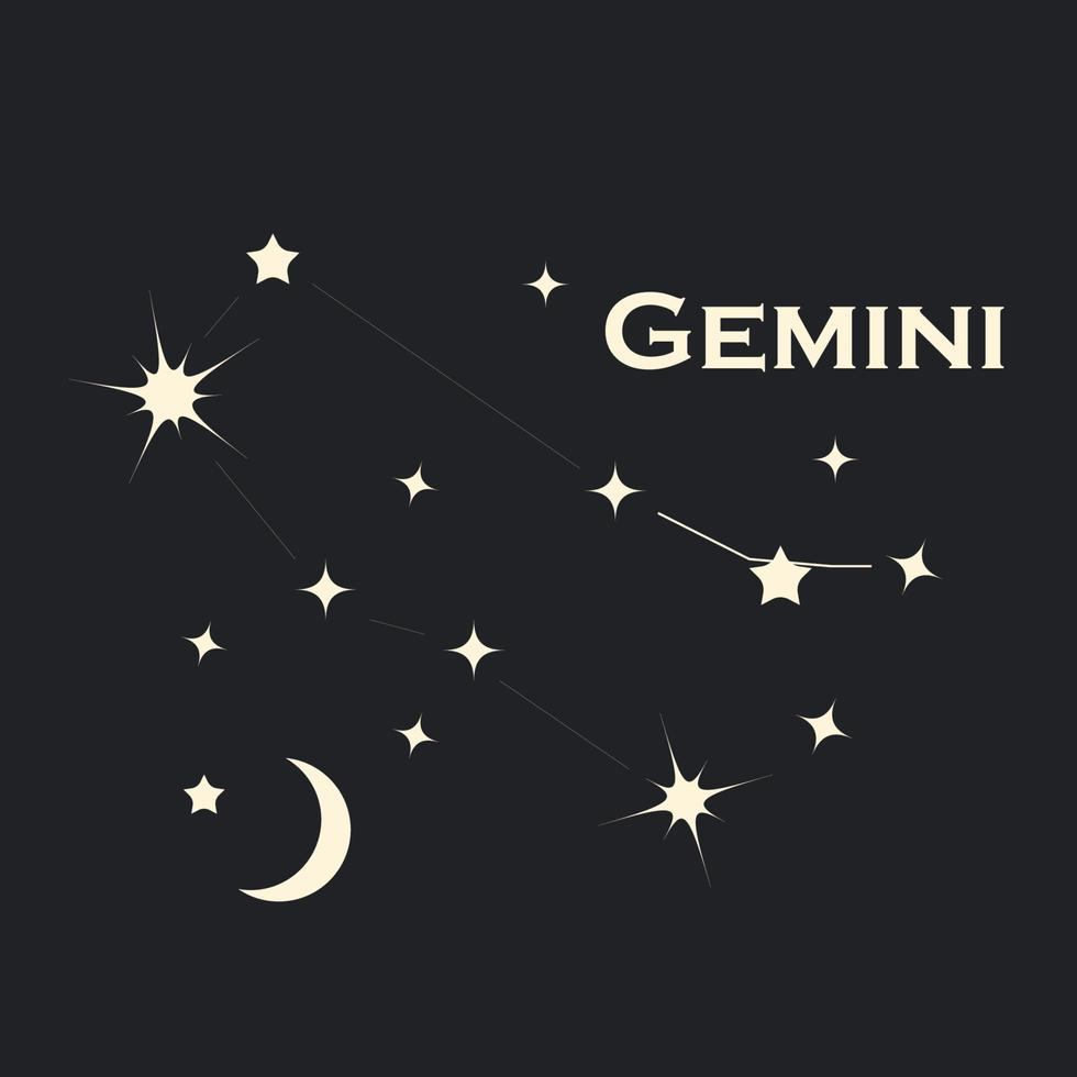 vector de géminis del zodiaco de la constelación de estrellas. todos los elementos están aislados