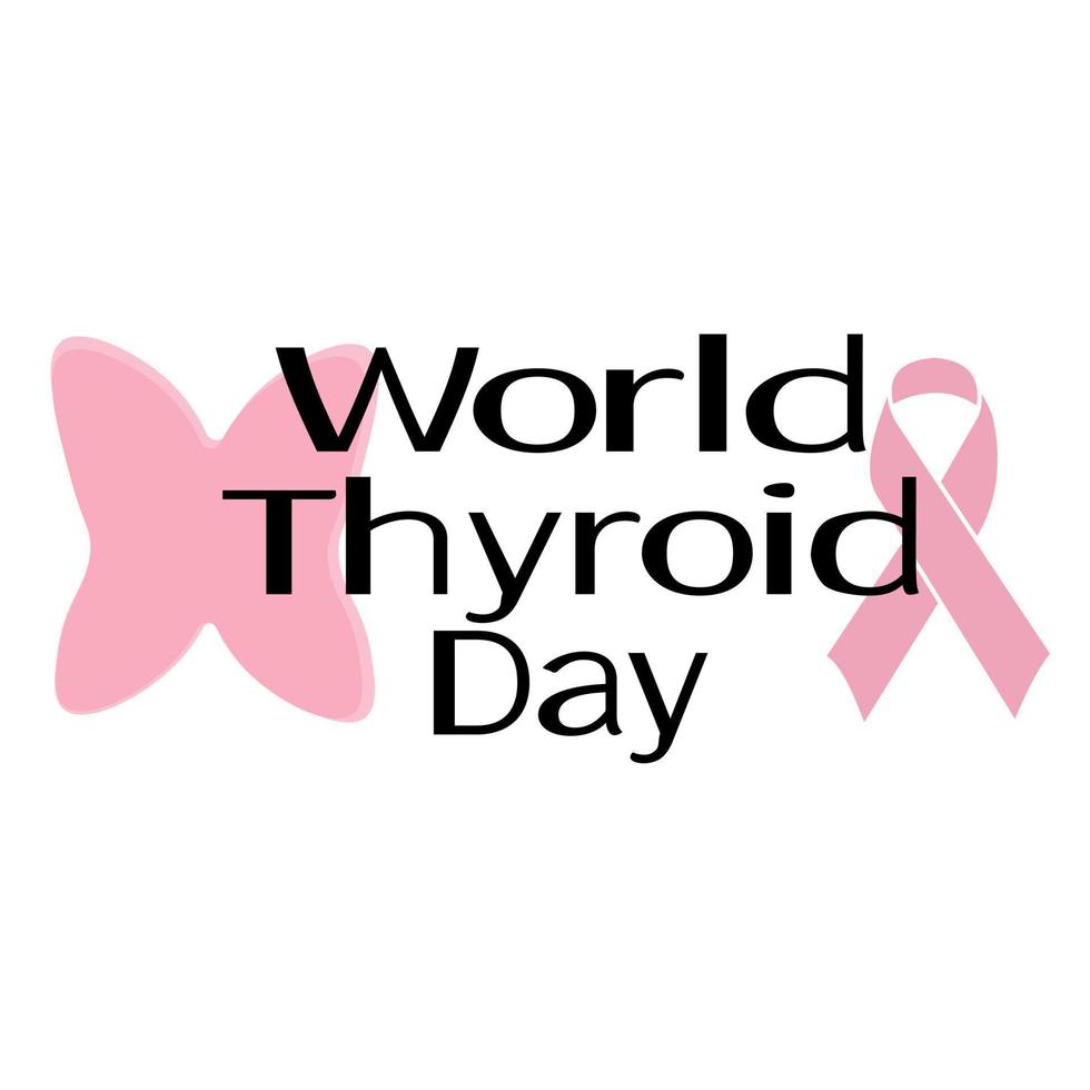 World Thyroid Day, silhouette of thyroid gland and symbolic ribbon, idea for a poster or banner vector