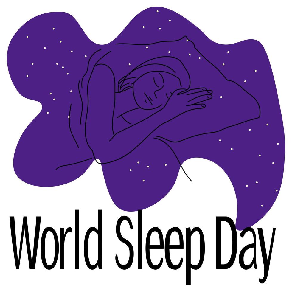 World Sleep Day, The contour of a sleeping man against the background of the night starry sky vector