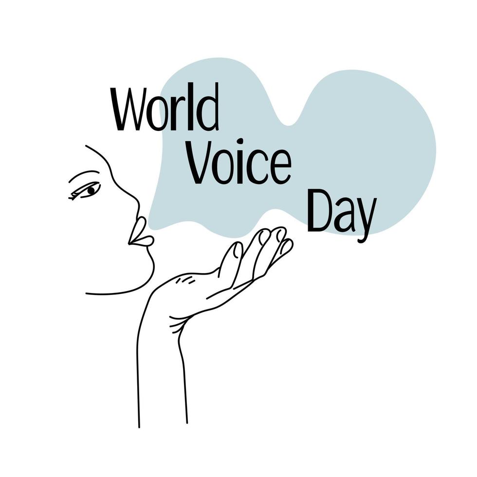 World Voice Day, Human face contour side view, the concept of the ability to speak for design and creativity vector