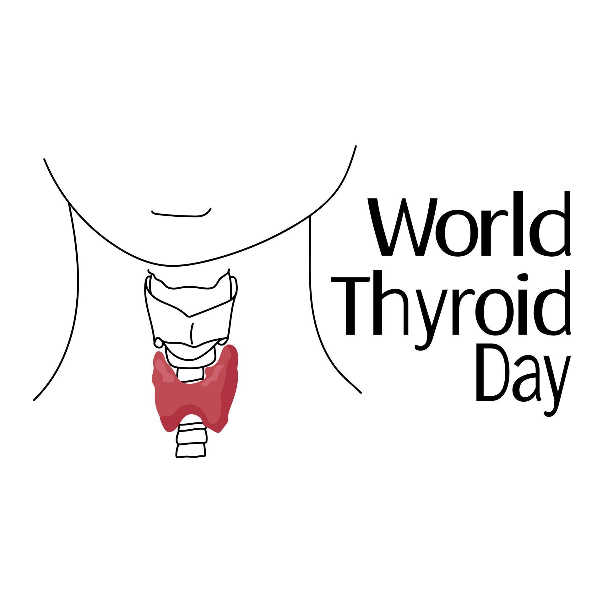 World Thyroid Day, schematic image of the thyroid gland and larynx, for
