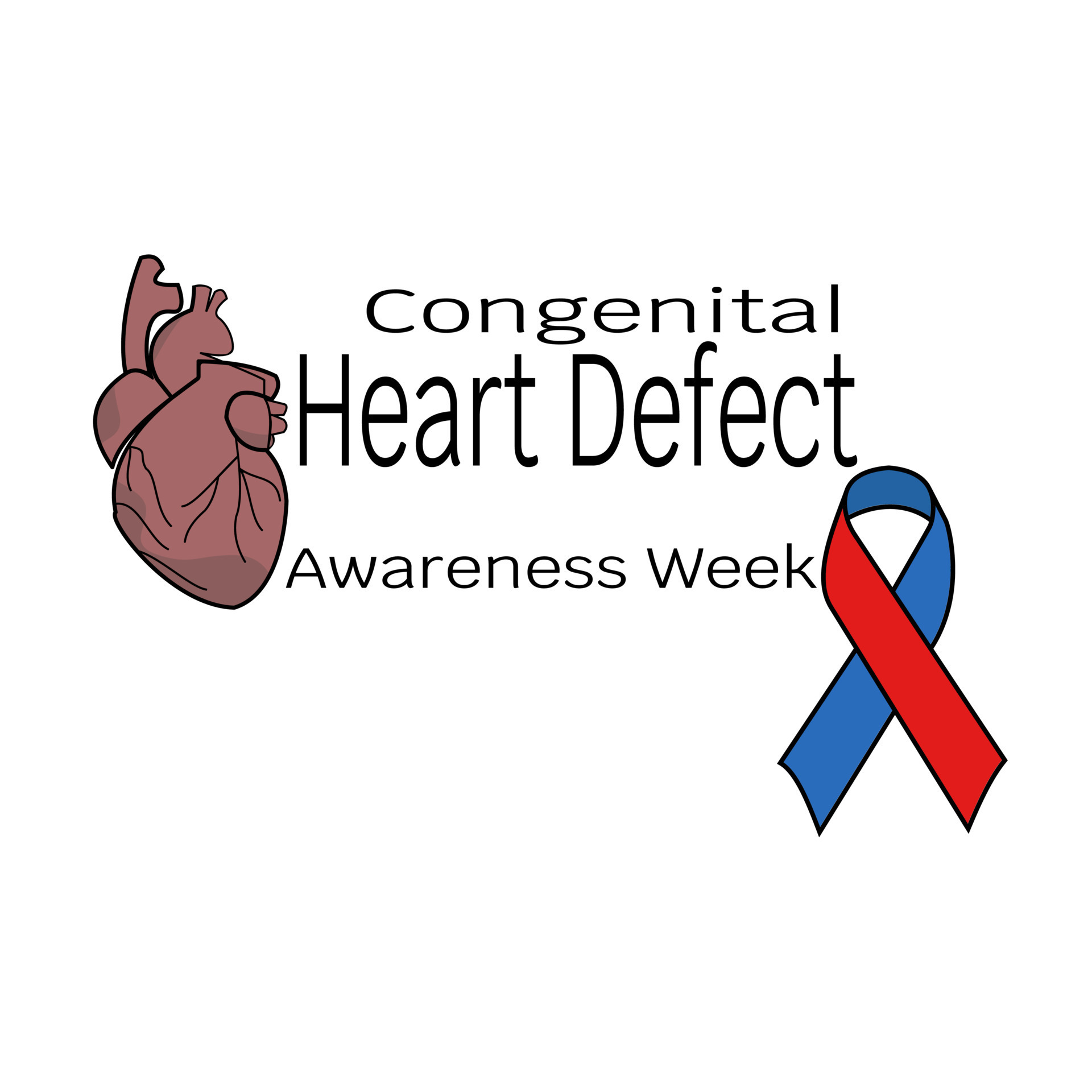 Congenital Heart Defect Awareness Week, heart and ribbon for design