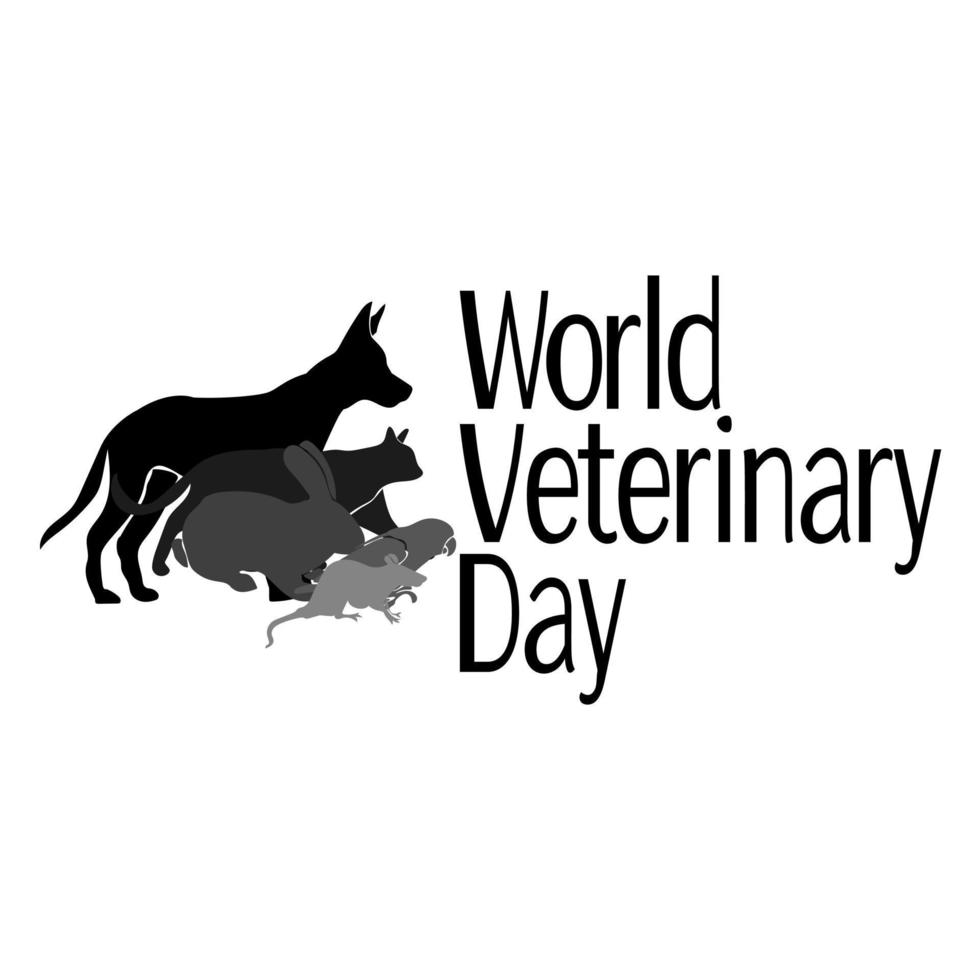 día mundial de la veterinaria, siluetas de varios animales, para una postal o un afiche temático vector