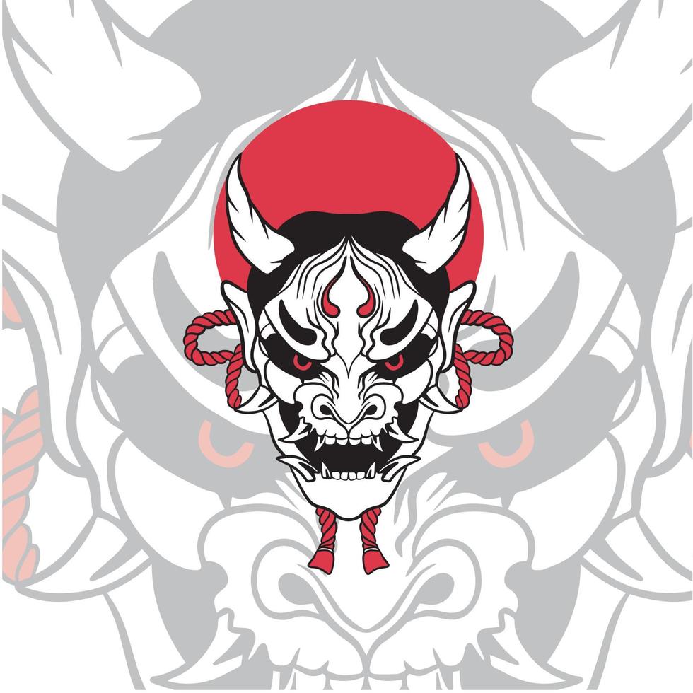 Oni japanese devil mask, Vector illustration