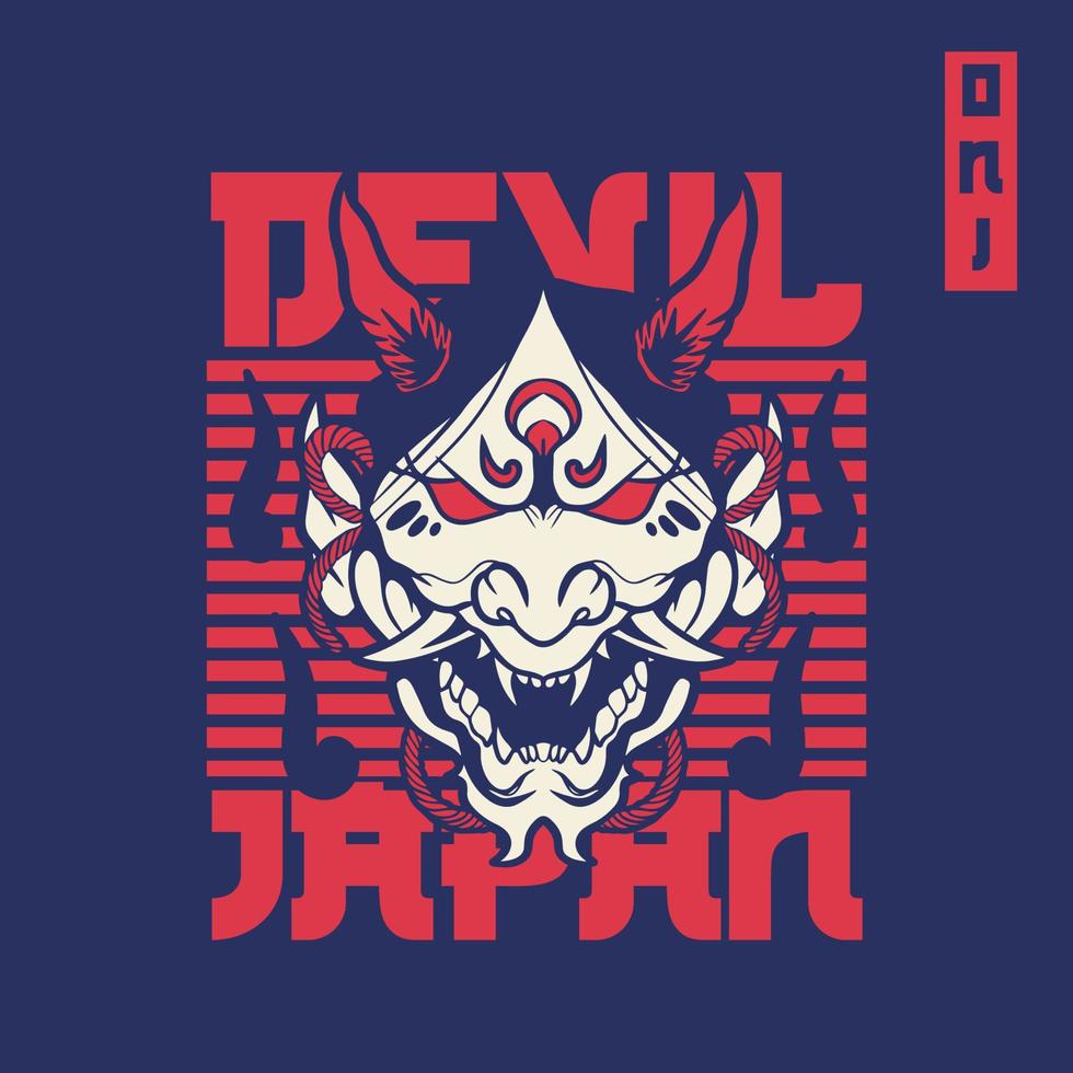 máscara de diablo japonés oni, ilustración vectorial vector