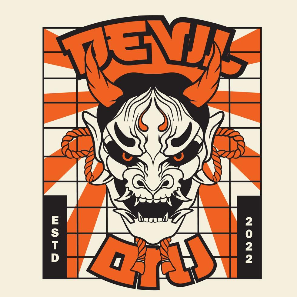 Oni japanese devil mask, Vector illustration