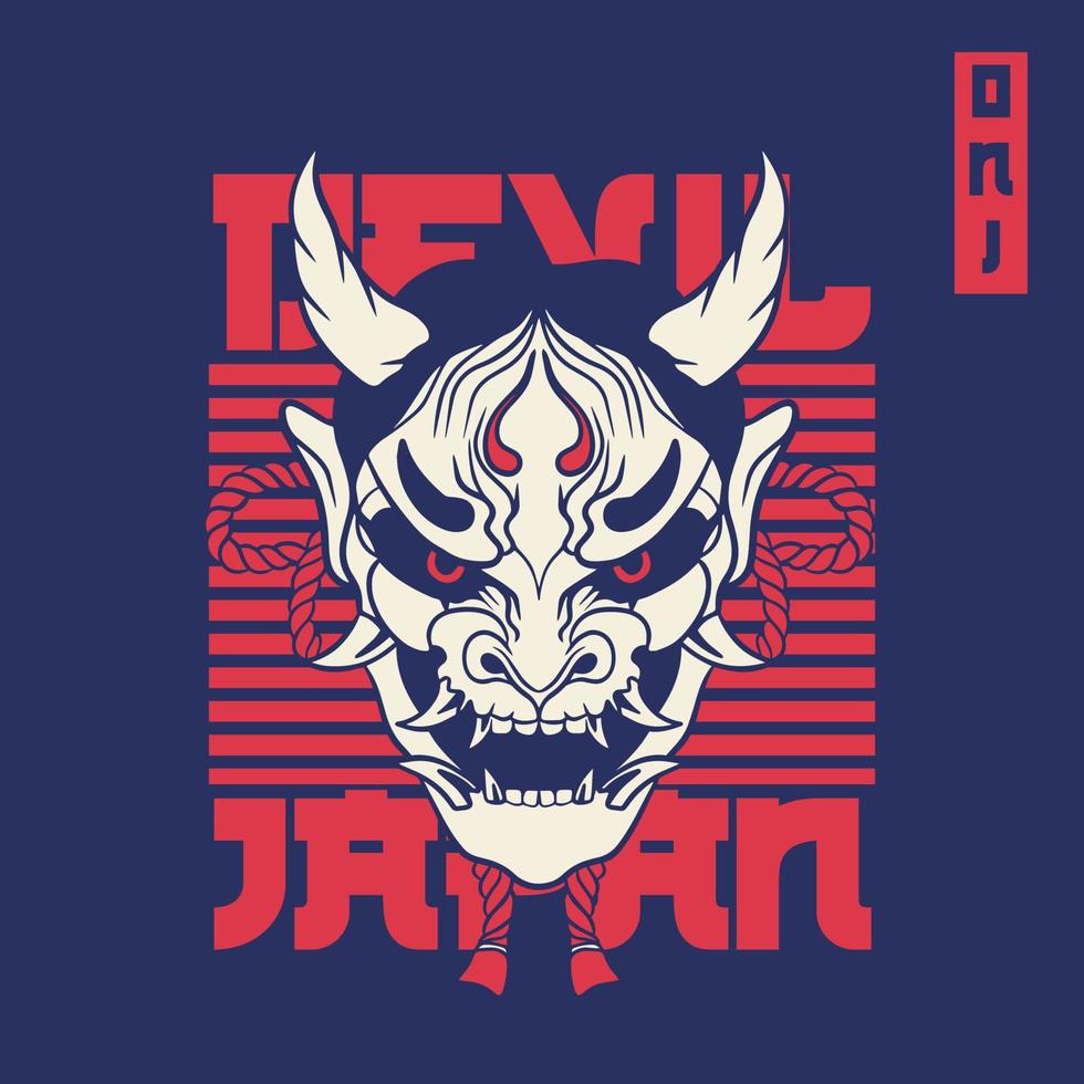 máscara de diablo japonés oni, ilustración vectorial vector