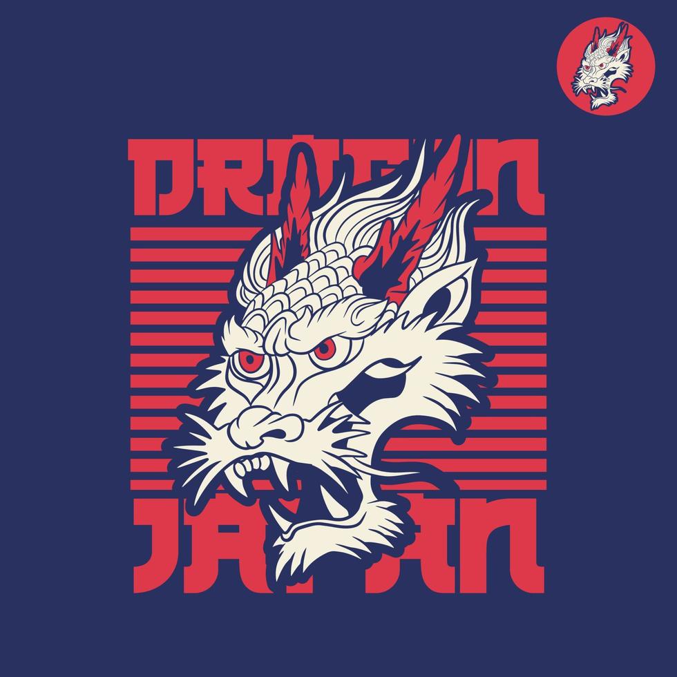 A Dragon head logo. This is vector illustration ideal for a mascot and tattoo or T-shirt graphic.