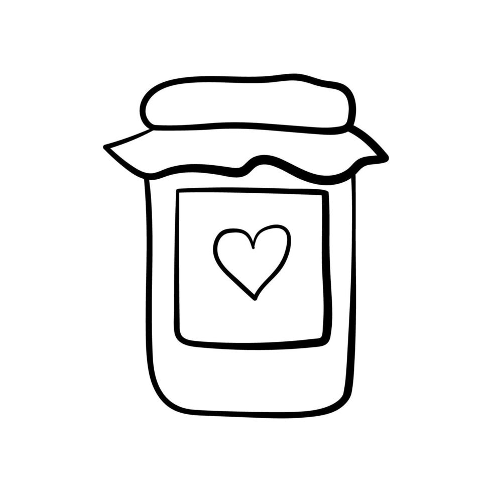 Hand Drawn Mason Jar. Sketch Jar with lid. Vector outline doodle illustration isolated on white