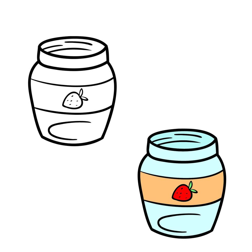 Hand Drawn Mason Jar. Sketch Jar with lid. Vector outline doodle and flat illustration isolated on white