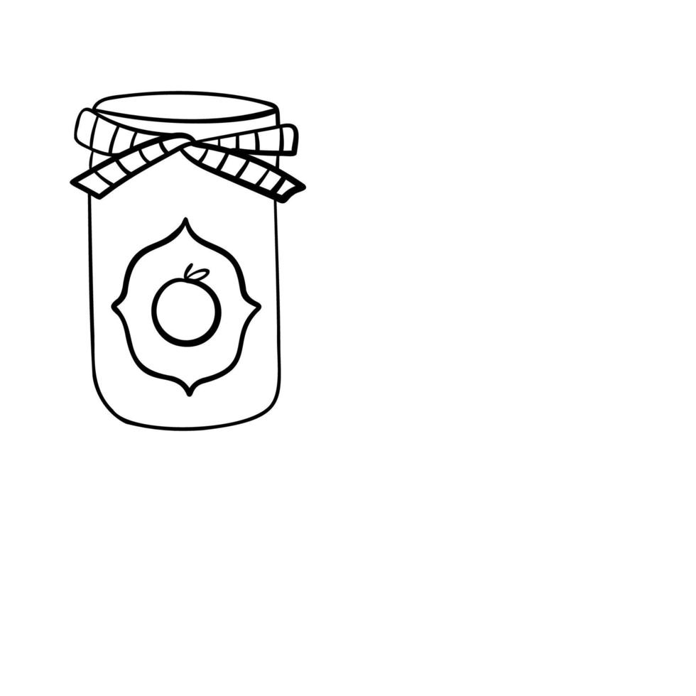 Hand Drawn Mason Jar. Sketch Jar with lid. Vector outline doodle illustration isolated on white