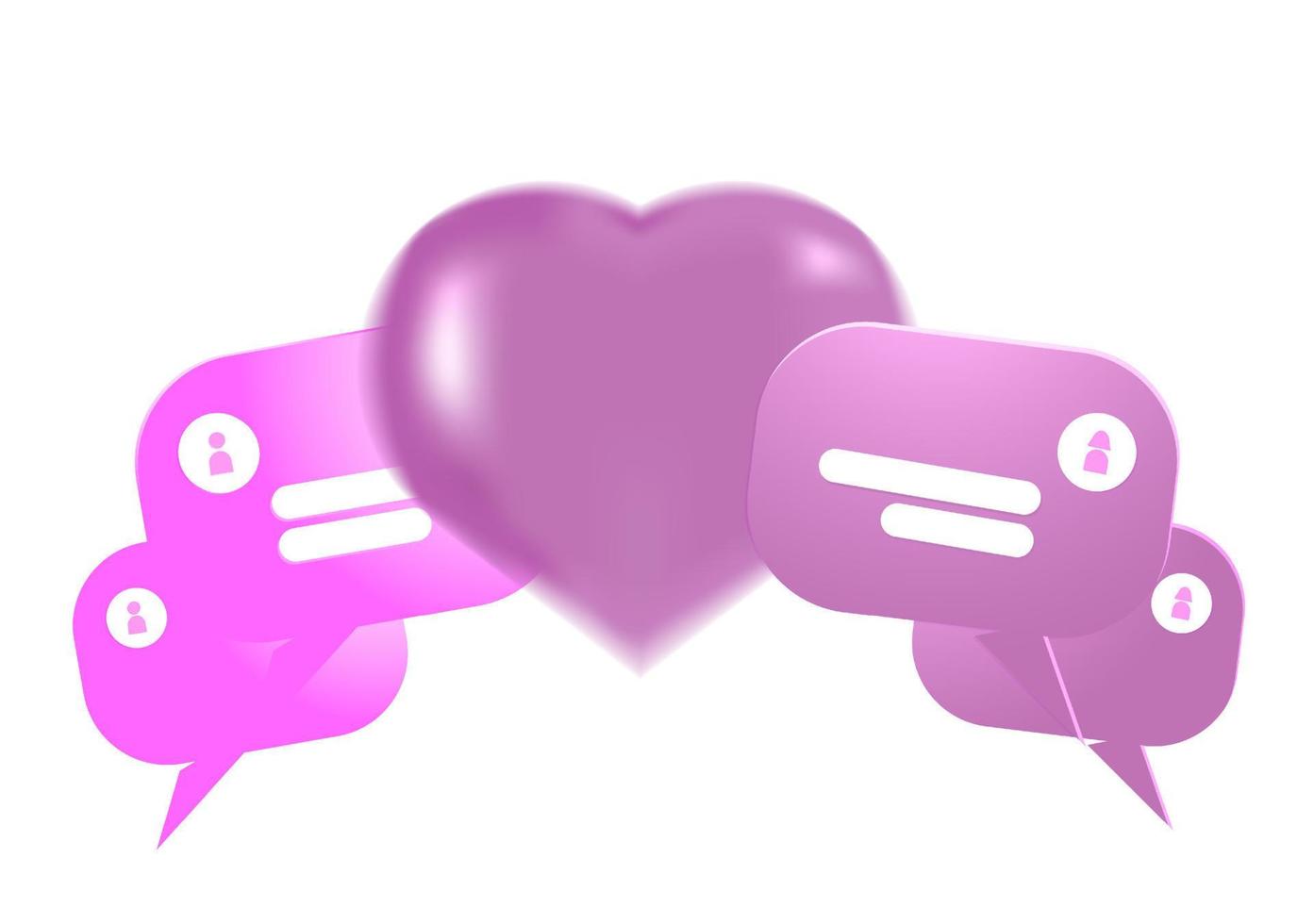 pink love couple bubble chat design perfect for digital tools purposes vector