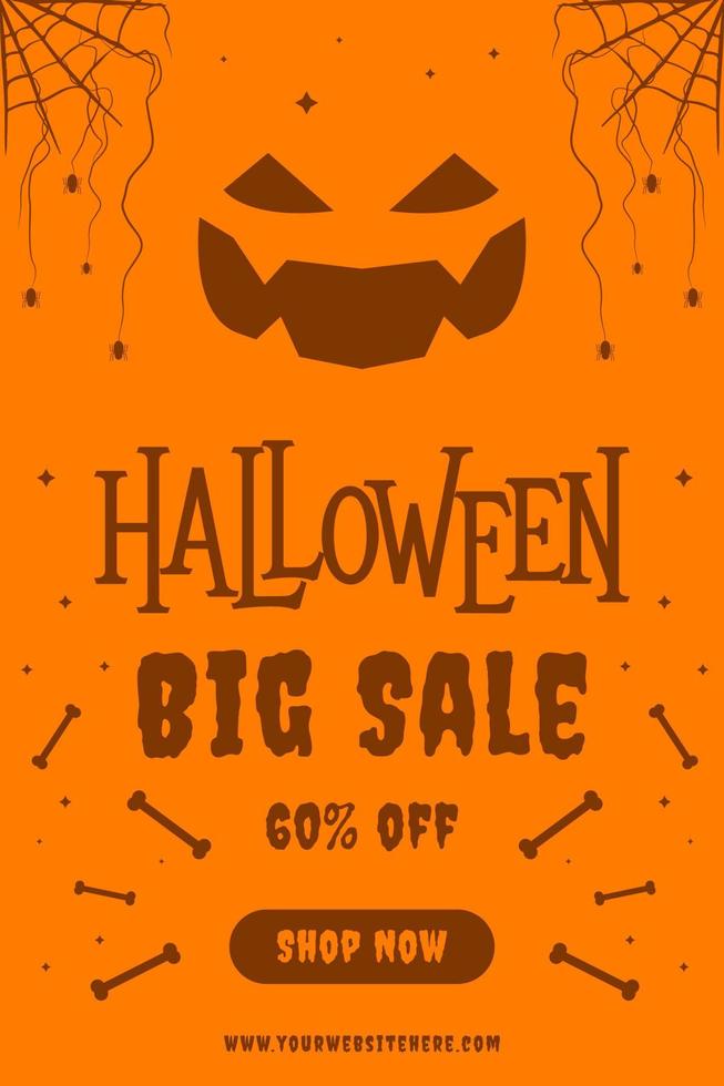 ilustración de banner de venta de halloween de diseño plano vector