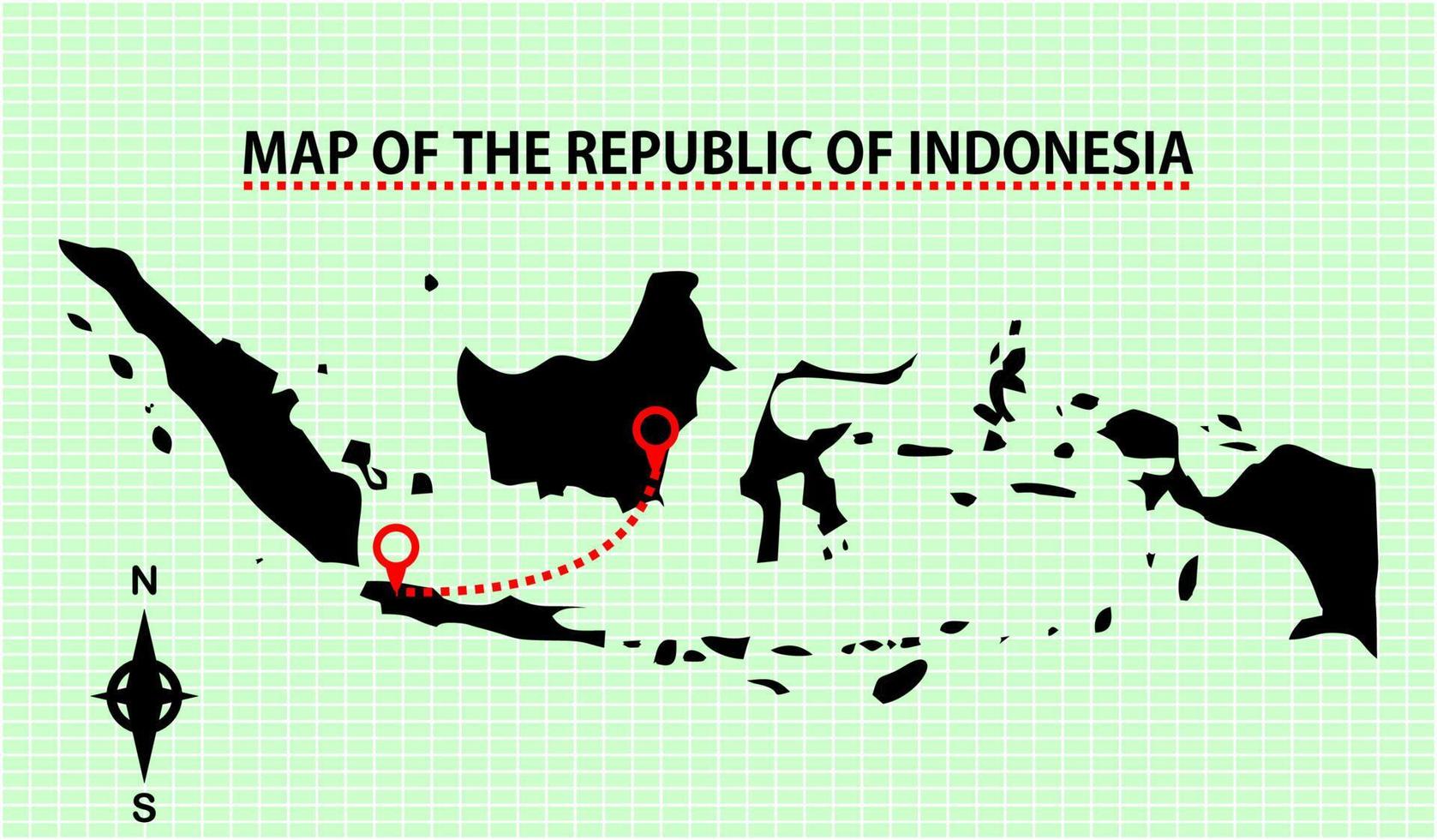 mapa vectorial de indonesia con fondo de cuadrícula. acompañado de diagramas gráficos vector