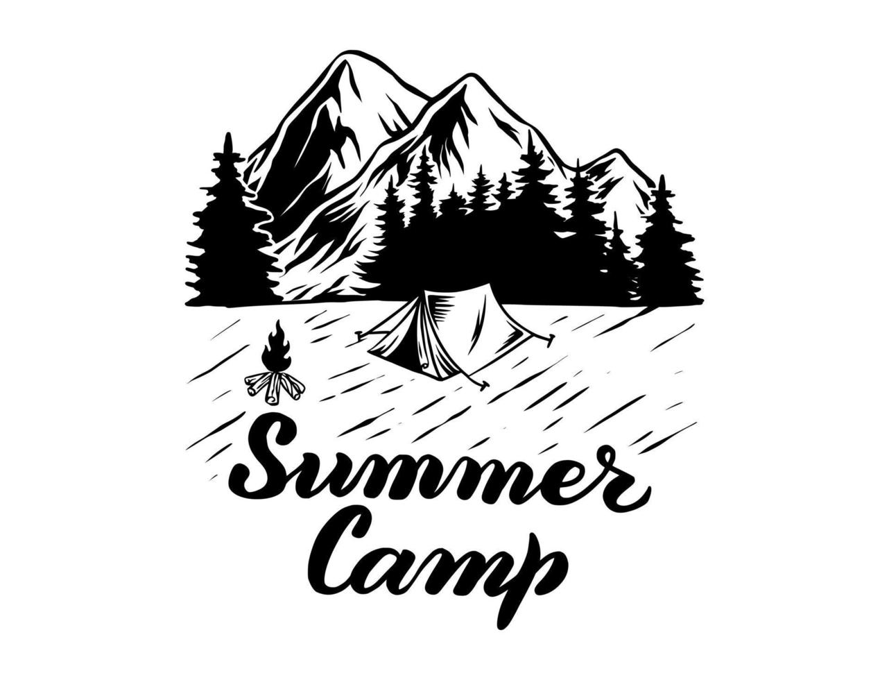 arte vectorial del campamento de verano, para el diseño de camisetas vector