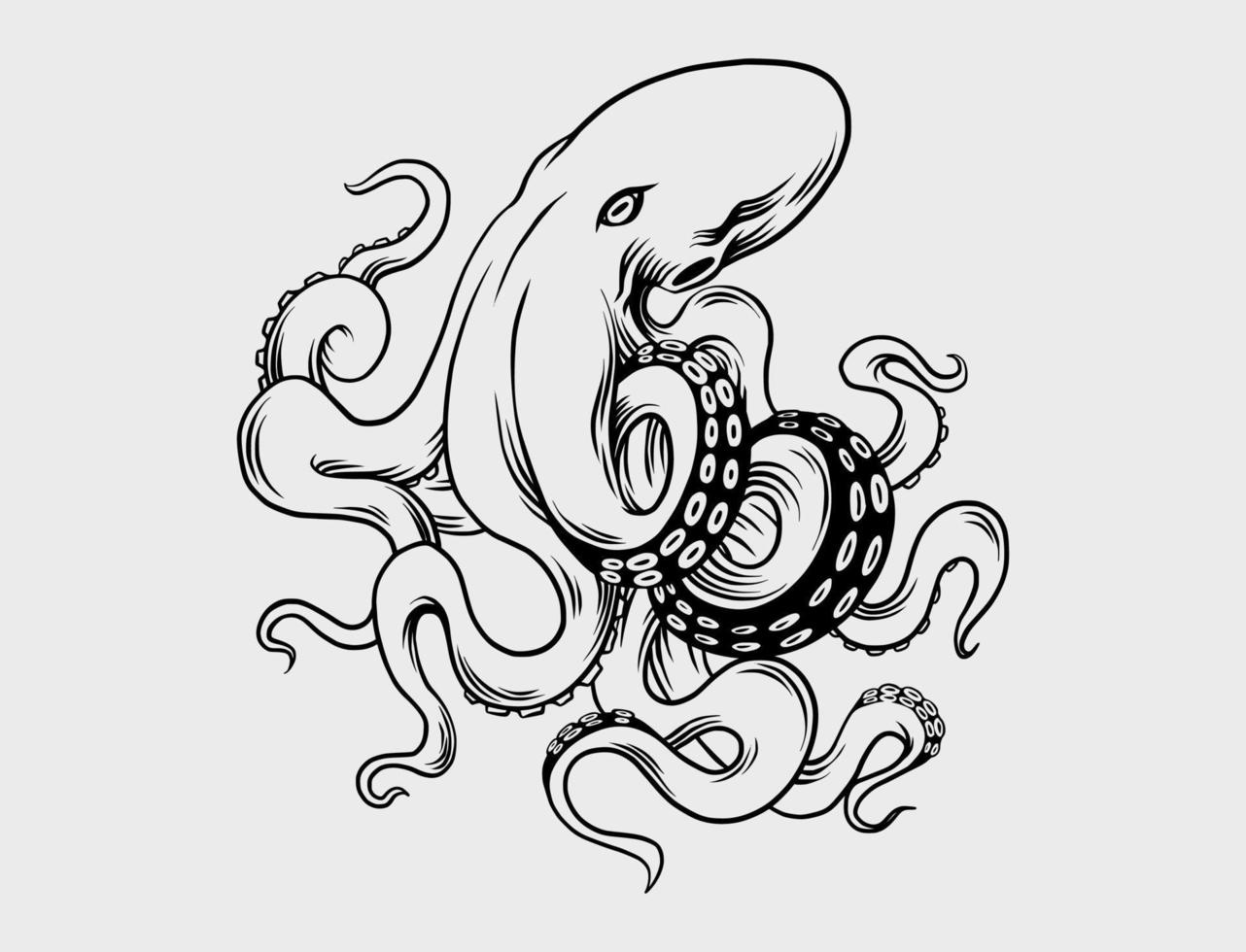 arte vectorial de pulpo, ilustración de pulpo para el diseño de camisetas vector