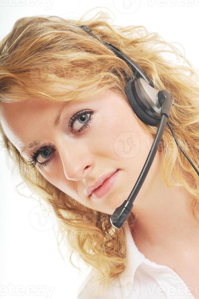 business woman headset photo