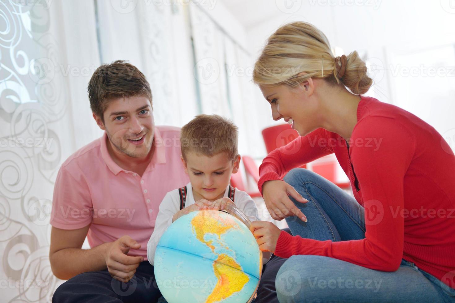 family have fun with globe photo