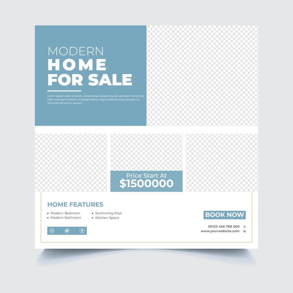 Real estate social media post design vector