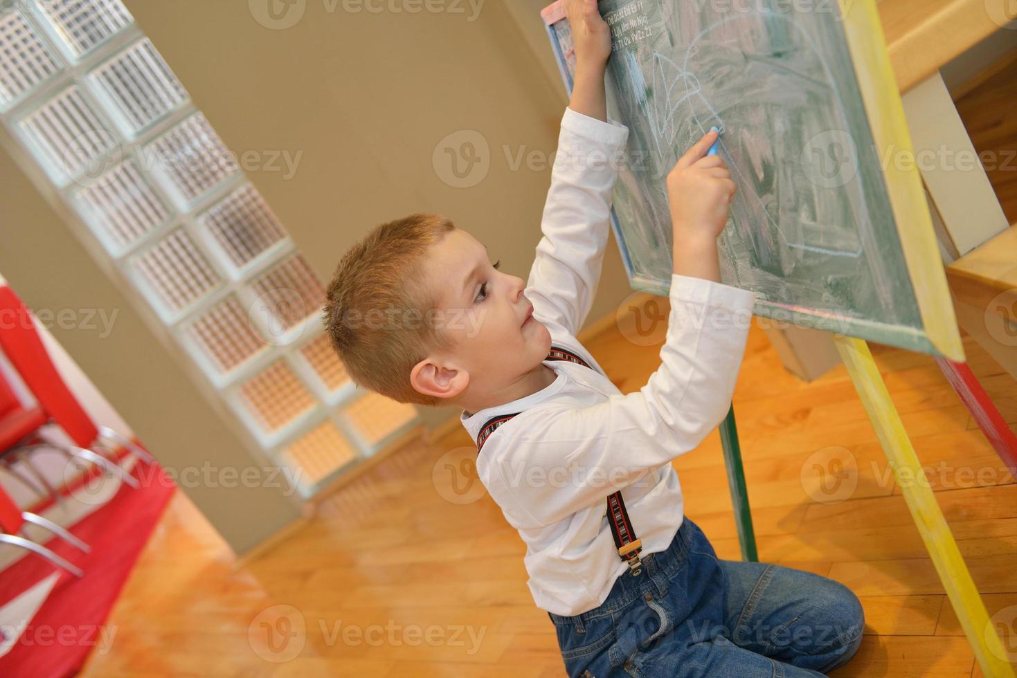 family drawing on school board at home photo