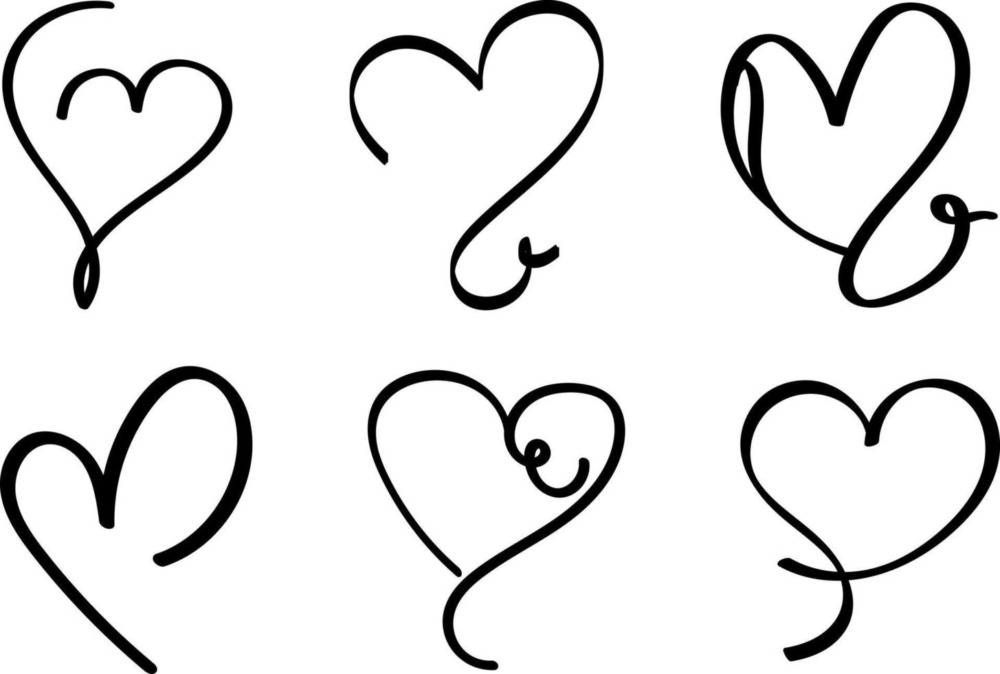 ilustración de corazón con textura de pincel de caligrafía vector