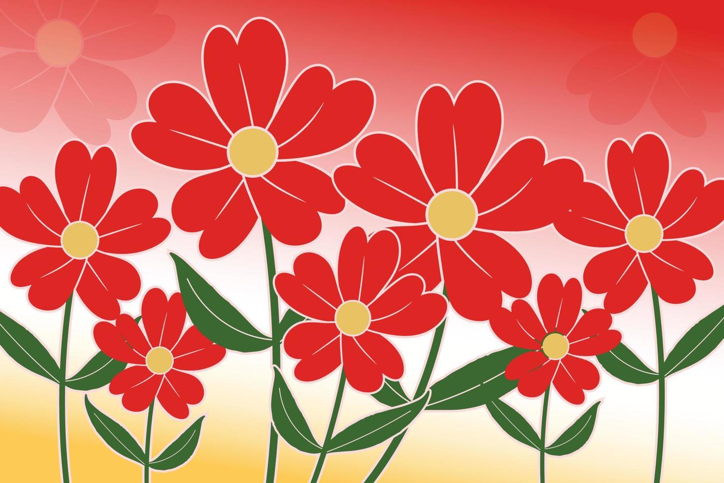 Camellia Flowers Red Background Illustration vector