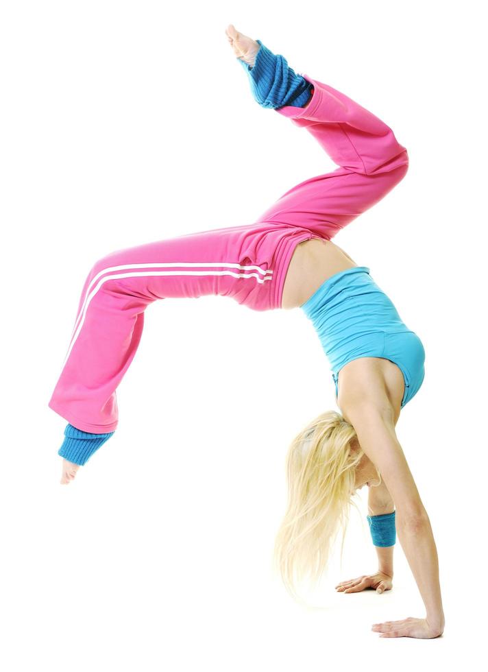 Fitness exercise on white photo