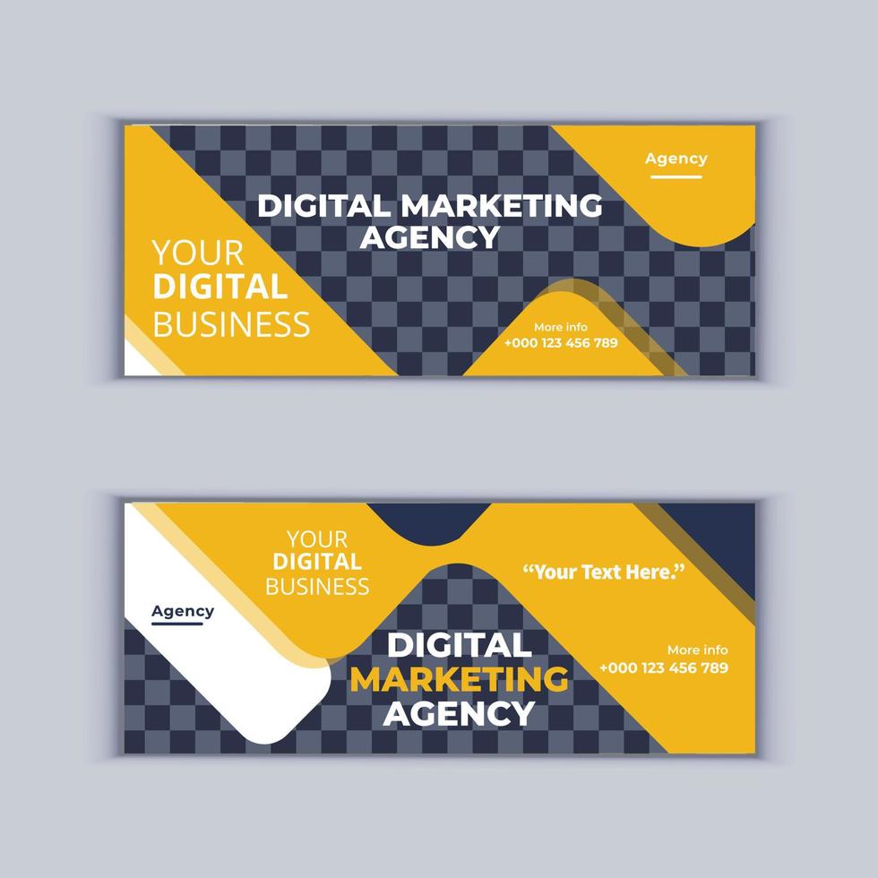 diseño de banner de agencia de marketing digital conjunto de dos banners de negocios corporativos profesionales diseño plantilla de diseño de banner de portada moderna vector