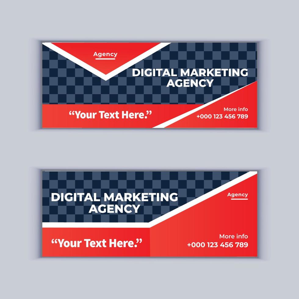 diseño de banner de agencia de marketing digital conjunto de dos banners de negocios corporativos profesionales diseño plantilla de diseño de banner de portada moderna vector