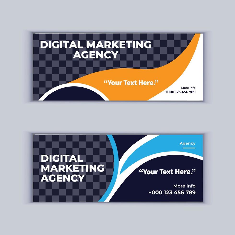 diseño de banner de agencia de marketing digital conjunto de dos banners de negocios corporativos profesionales diseño plantilla de diseño de banner de portada moderna vector