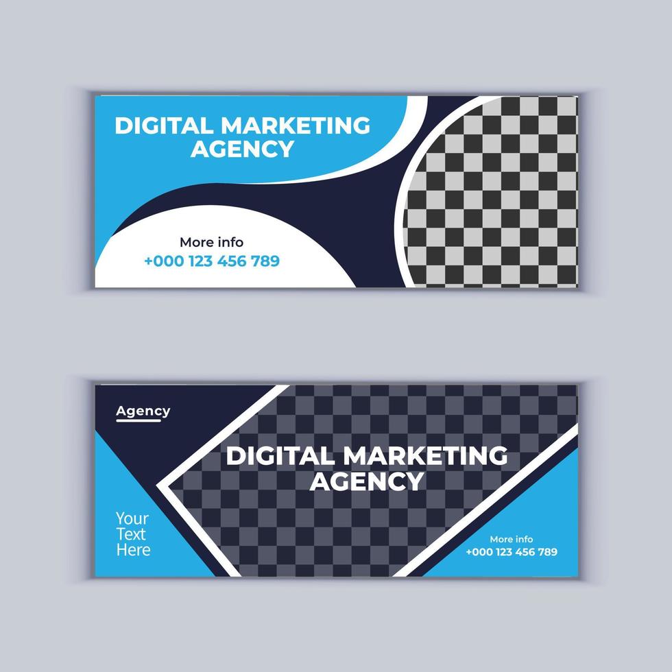 diseño de banner de agencia de marketing digital conjunto de dos banners de negocios corporativos profesionales diseño plantilla de diseño de banner de portada moderna vector