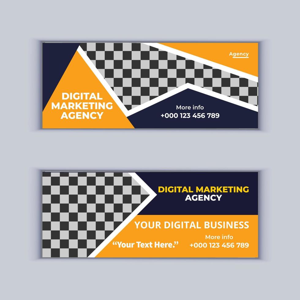 diseño de banner de agencia de marketing digital conjunto de dos banners de negocios corporativos profesionales diseño plantilla de diseño de banner de portada moderna vector
