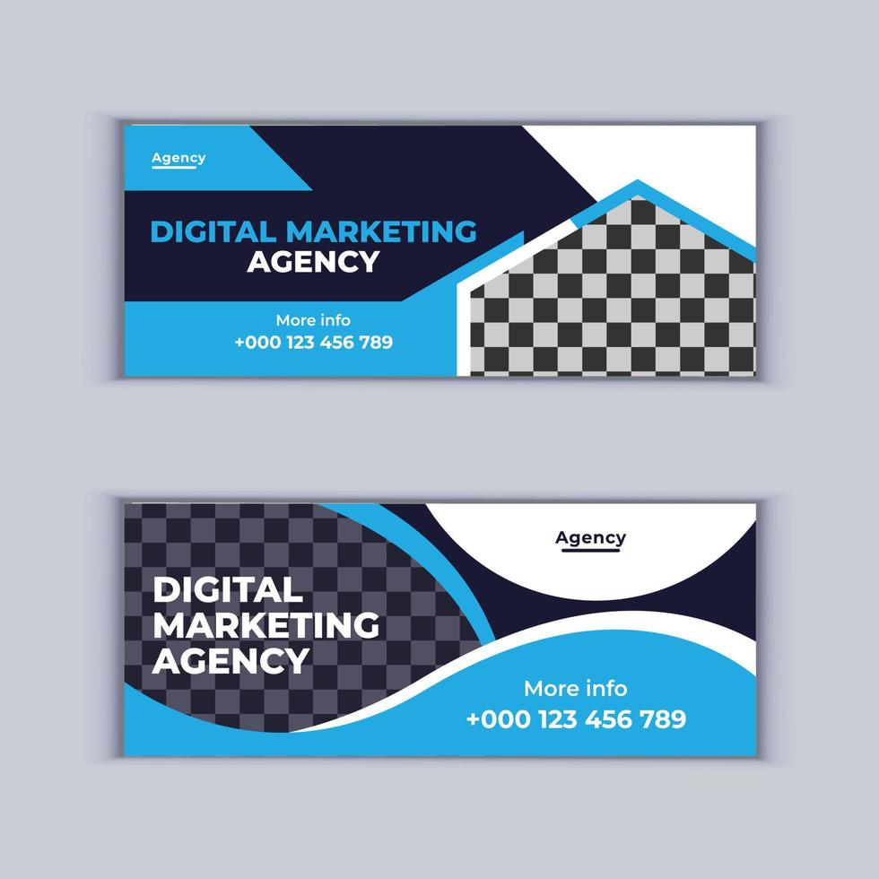 diseño de banner de agencia de marketing digital conjunto de dos banners de negocios corporativos profesionales diseño plantilla de diseño de banner de portada moderna vector