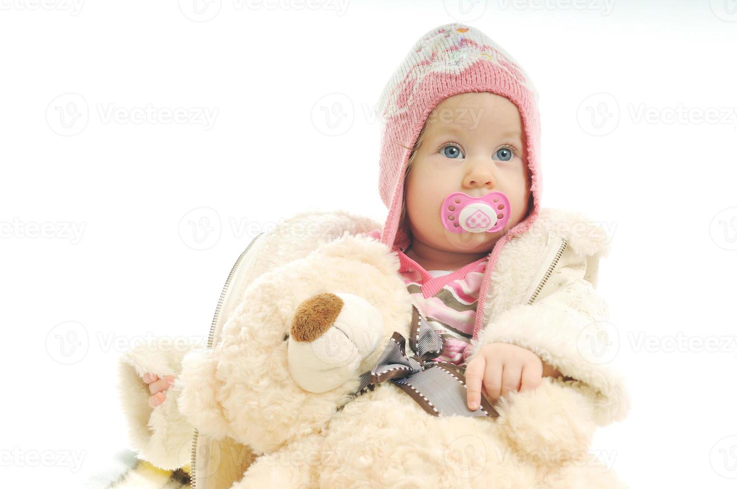 winter baby on white photo