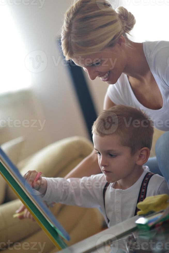 family drawing on school board at home photo