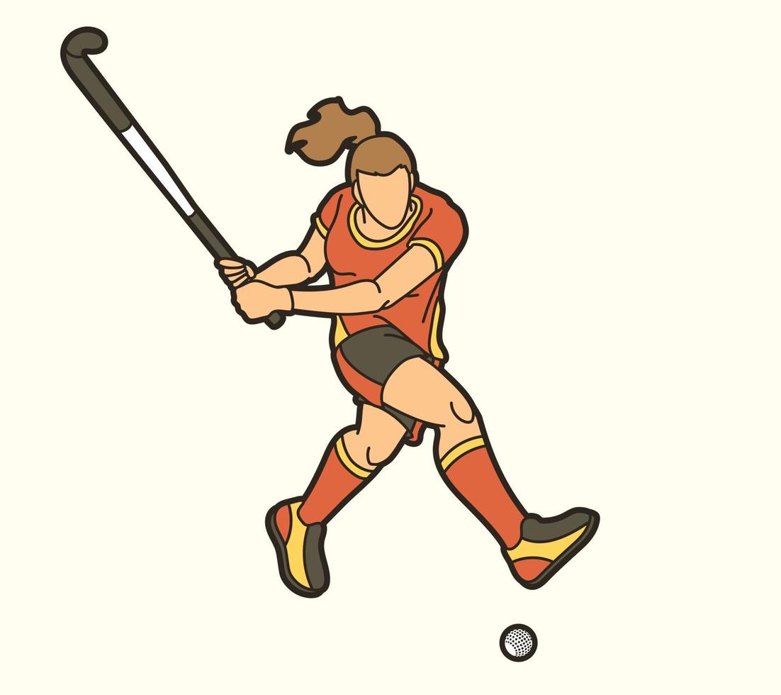 acción de jugador de deporte de hockey sobre césped vector