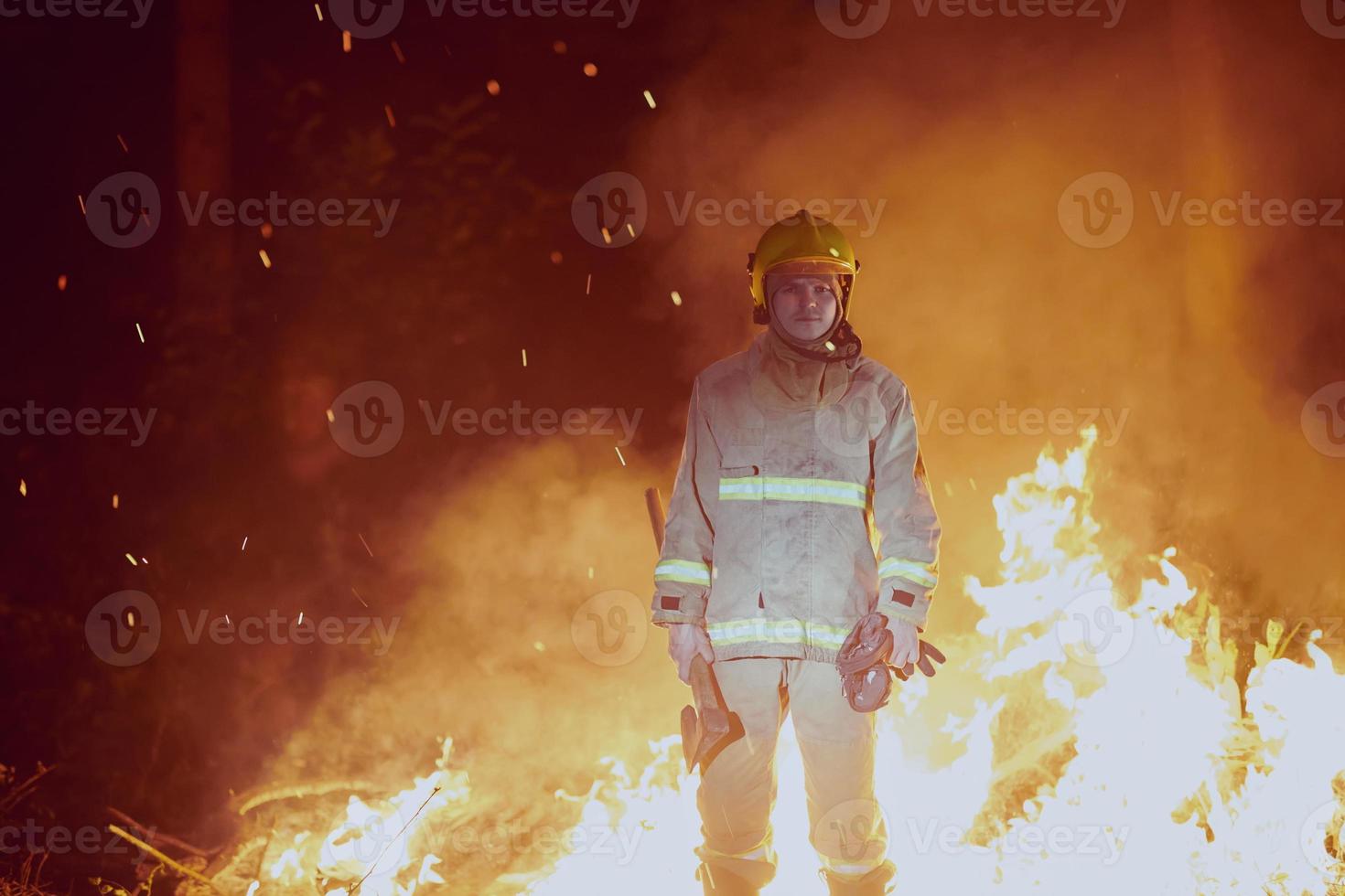 Firefighter in action photo